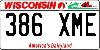 WI license plate 386XME