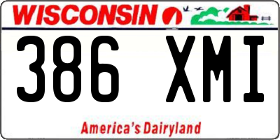 WI license plate 386XMI