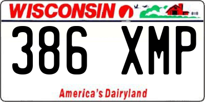 WI license plate 386XMP