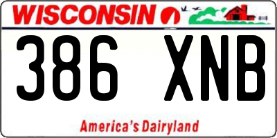 WI license plate 386XNB