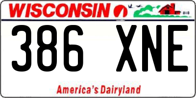 WI license plate 386XNE