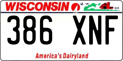 WI license plate 386XNF