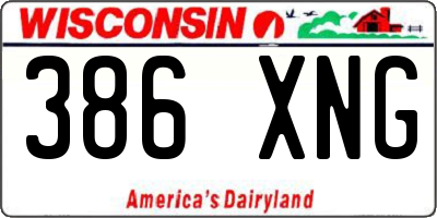 WI license plate 386XNG