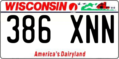WI license plate 386XNN