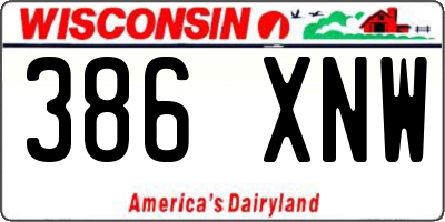 WI license plate 386XNW