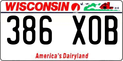 WI license plate 386XOB