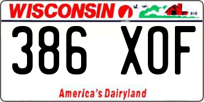 WI license plate 386XOF