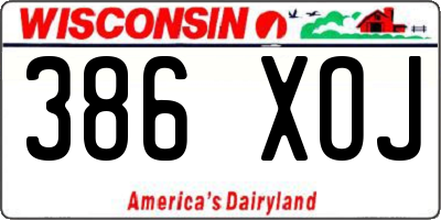 WI license plate 386XOJ