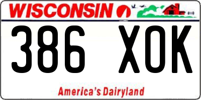 WI license plate 386XOK