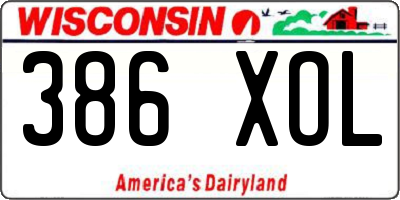 WI license plate 386XOL