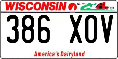 WI license plate 386XOV