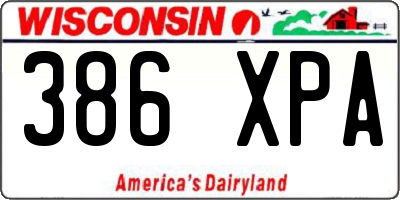 WI license plate 386XPA