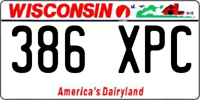 WI license plate 386XPC