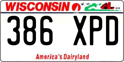 WI license plate 386XPD