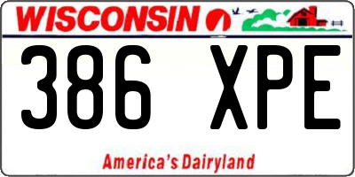 WI license plate 386XPE