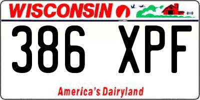 WI license plate 386XPF