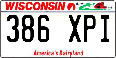 WI license plate 386XPI