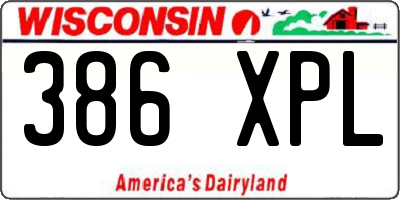 WI license plate 386XPL