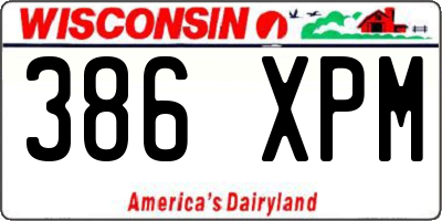 WI license plate 386XPM