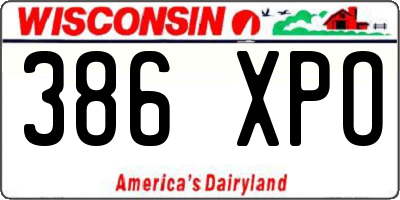 WI license plate 386XPO