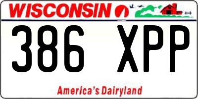 WI license plate 386XPP