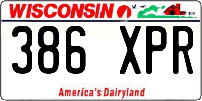 WI license plate 386XPR