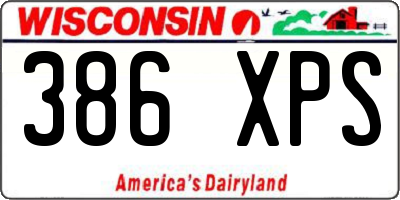 WI license plate 386XPS