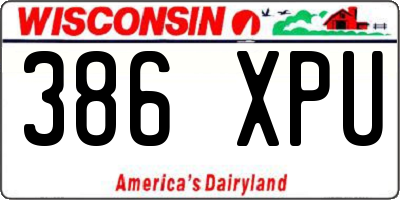 WI license plate 386XPU