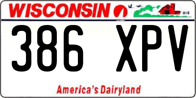 WI license plate 386XPV