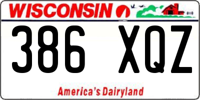 WI license plate 386XQZ