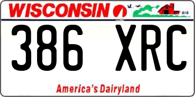 WI license plate 386XRC