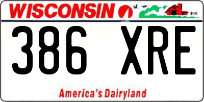 WI license plate 386XRE