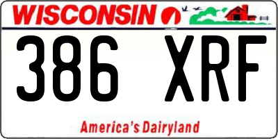 WI license plate 386XRF