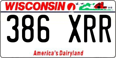 WI license plate 386XRR