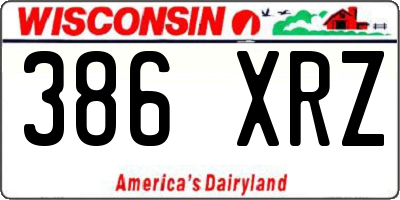 WI license plate 386XRZ