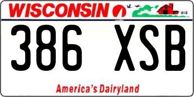 WI license plate 386XSB