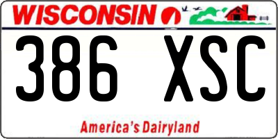 WI license plate 386XSC