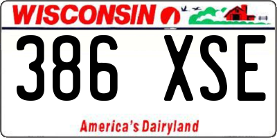 WI license plate 386XSE