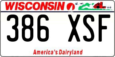 WI license plate 386XSF