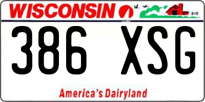 WI license plate 386XSG