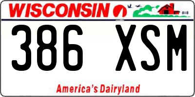 WI license plate 386XSM