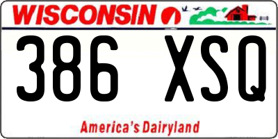 WI license plate 386XSQ