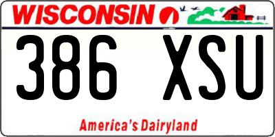 WI license plate 386XSU