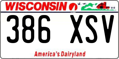 WI license plate 386XSV