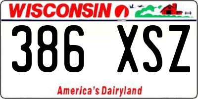 WI license plate 386XSZ