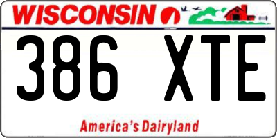 WI license plate 386XTE