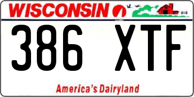 WI license plate 386XTF