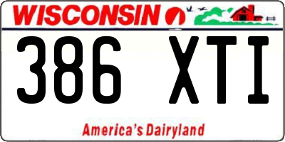 WI license plate 386XTI