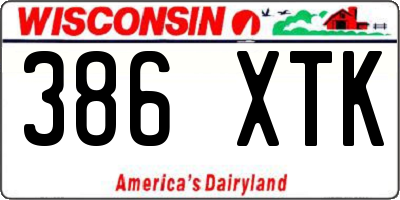 WI license plate 386XTK