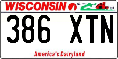 WI license plate 386XTN